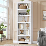 GARVEE Bücherregal, 6 Ebenen, 59,9 cm breit, MDF, verstellbare Ablagen, Weiß – für Wohnzimmer & Büro - Weiß