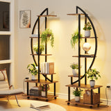 Garvee Pflanzenregal mit 6 Ebenen, Wachstumslicht, 187 cm, für Wohnzimmer und Wintergarten, Braun