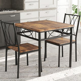 Garvee 3-Teiliges Esszimmer-Set Für 2 Personen, Quadratisch, Platzsparend, Robuste MDF-Tischplatte, Ergonomische Holzstühle, Rustikales Braun, Kompakt Für Kleine Räume - Schwarz