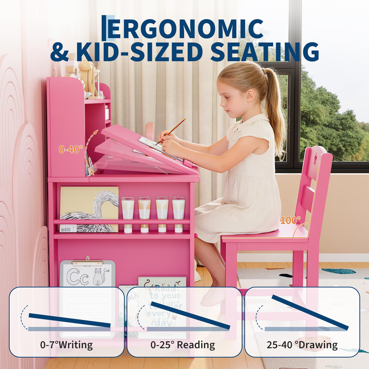 Ergonomisches Sitz- und Tischdesign für Kinder von 3 bis 8 Jahren