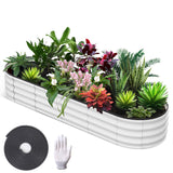 GARVEE Rundes Metall Hochbeet 1er Set, 240 x 60 x 30 cm Pflanzbeet aus Verzinktem Stahl, Rostbeständiger Garten Pflanzkasten für Blumen, Gemüse & Kräuter, Weiß - Weiß