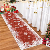 Garvee Romantischer Weihnachtsteppich Mit Farbverlauf-Schneeflocke Rutschfest Für Esszimmer Schlafzimmer Küche Flur Büro 60x180 cm Rot - Rot