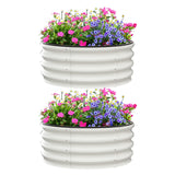 Garvee Erhöhte Gartenbeete 2er Set 2x2x1 FT Galvanisiert Rostfrei Offener Boden Stahl Weiß Für Gemüse & Blumen - weiß