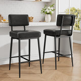 Garvee Barhocker Set 2, 66 cm, Kunstleder, Gepolstert, Metallbeine, Für Kücheninsel & Bar, Schwarz - Schwarz