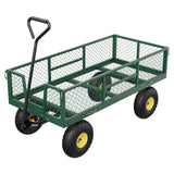 Garvee Gartenwagen 408 kg, Abnehmbare Mesh Seiten, 25 cm Luftreifen, Stahlrahmen, Grün-Gelb - Grün-Gelb