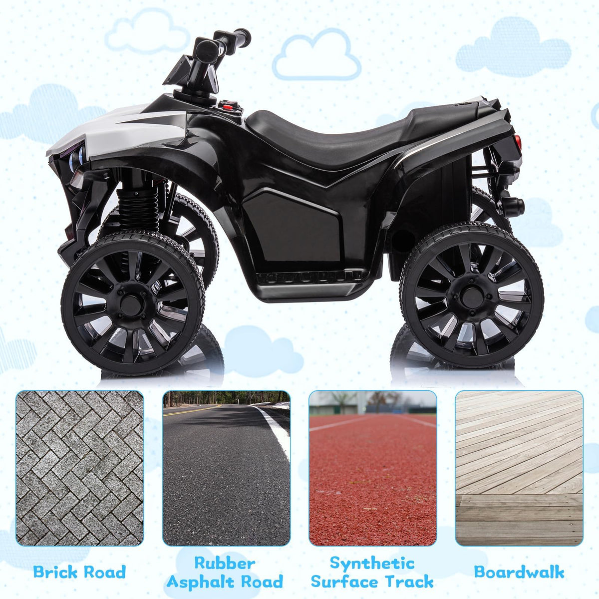 ATV blanc avec roues robustes
