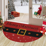 Garvee Weihnachts-Fußmatte Halbkreis Rot Polyester & Jute Rutschfest Strapazierfähig 40x80cm Für Innen & Außen