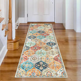 Garvee Flurteppich-Läufer 60 x 230 cm Waschbar Vintage Blumen Schlafzimmer Küche Rutschfest - Orange