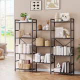 Garvee Industrielles 4-Stöckiges Bücherregal Mit Metallrahmen, 11 Offene Regale, Robust, Schwarz Für Wohnzimmer & Büro - schwarz