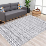 GARVEE Boho Marokkanischer Teppich 200x290cm Grau, wasserabweisend, kurzflorig, öl- und fleckenresistent, waschbar, Wohnzimmer & Schlafzimmer - Grau