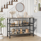 Garvee 43" Konsolentisch 3-Stufig Schmal Rustikal Graues Holz Mit Regalen Für Wohnzimmer Flur Schlafzimmer - grau
