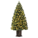 Garvee 4,5 ft Grüner Weihnachtsbaum Künstlich Mit 300 LED Lichtern, 8 Beleuchtungsmodi, PVC Nadeln, Zementtopf Für Innen & Außen, Dichte Äste, Grün