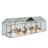 Garvee Großer Hühnerstall 120 x 40 x 40 Zoll – 3 Türen, Verzinkter Stahl, Wetterfest & Sicher - Silber