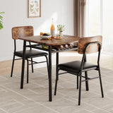Garvee Esstisch Für 2 Mit Stauraum, Metallrahmen, Gepolsterte Stühle, MDF-Holzplatte, Platzsparend, Braun, Kleine Küchen - braun