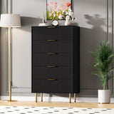 Garvee Modernes 5-Schubladen-Kommode Mit Fluted Panel Für Schlafzimmer Und Flur, 26.1" L X 12.8" W X 4.6" H, MDF Holz, Metallgriffe, Robust
