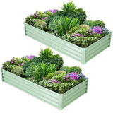 Garvee 2er Set Verzinkte Hochbeete 180×90×30 cm – Metall, Gummikanten, 0,3 mm für Balkon & Garten - Grün