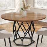 Garvee Runder Esstisch Für 4-6 Personen, 47 Zoll, Moderner Landhausstil, Robuster Metallfuß, Holzplatte, Vielseitig Für Küche & Esszimmer