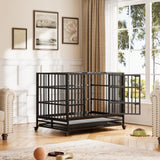 Garvee Hundebox 180 × 72 × 85 cm, faltbarer Metall-Hundekäfig mit Doppeltür, Bodenwanne und feststellbaren 360°-Rollen - Schwarz