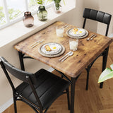 Garvee Esszimmer-Set Für 2 Personen Rustikaler Brauner Quadratischer Küchentisch Mit Gepolsterten Stühlen Stabiles MDF & Stahl Platzsparend - braun