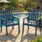 Garvee Gartenstuhl im 2er-Set 60, HDPE-Sitz und Rücken, H-förmige Standbasis, Marineblau - Navy Blue