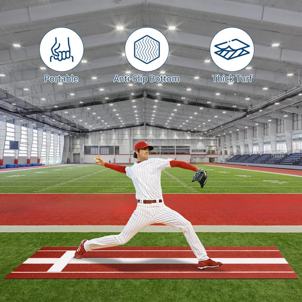 Pitching-Matte mit UV-geschütztem Kunstrasen und rutschfestem Boden