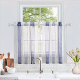 GARVEE Sheer Kitchen Tiers Vorhänge Navy Blue 27x36" Polyester Halbtransparent Gestreift 2 Panels Für Küche & Bad - Marineblau