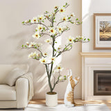Garvee 6FT Künstlicher Magnolienbaum Weiß Mit Verstellbaren Ästen Für Innen & Außen, Metallstruktur, Stabile Basis - Wie gezeigt