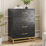 Garvee Schwarzer 4-Schubladen-Kommode Mit Metallgriffen Für Schlafzimmer Büro Wohnzimmer, 23.9"x15.8"x36.2", Modernes Holzdesign - Schwarz