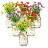 Garvee 6er Set Mason Jar Tischdeko Mit Blumen, LED-Lichter, Glas, Juteband Für Hochzeit & Party, 500ml, Transparent