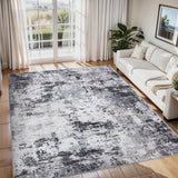 GARVEE Moderner Kurzflor-Teppich 240 x 340 cm, Waschbar, Abstraktes Muster, Rutschfeste Unterseite, Wohnteppich für Wohnzimmer, Schlafzimmer, Flur und Küche, Hellgrau - Hellgrau