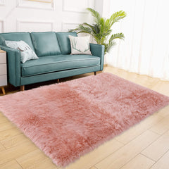 GARVEE Kunstbont Teppich Schapenbont Plüschig Antirutsch Rosa Rechteckig 120x180 cm Für Wohnzimmer & Kinderzimmer Dekoration
