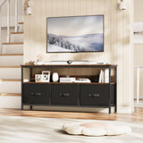 Garvee 55 Zoll TV-Ständer Mit 3 Schubladen, MDF-Holz, Robustem Metallgestell Für Wohnzimmer & Schlafzimmer, Verstellbare Füße, Kompakt, Braun - Retro