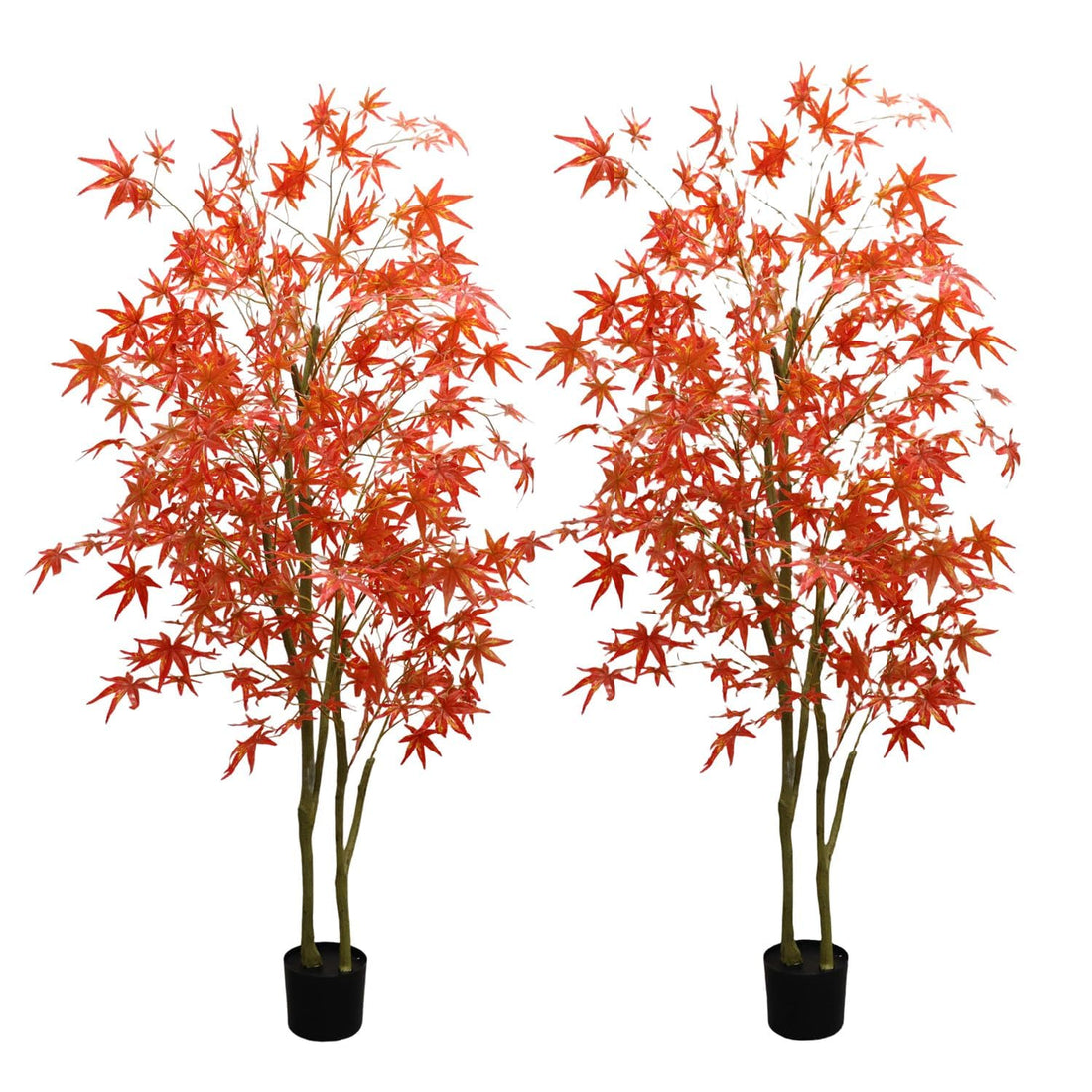 GARVEE 2er-Set Künstliche Ahornbäume 180 cm, Herbstliche Kunstpflanzen mit Pflanzgefäß, Realistische Rote Herbstblätter, Pflegefrei und Schwer Entflammbar, Für Zuhause & Erntedankfest