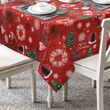 Garvee Weihnachtstischdecke 52x52 Polyester Öl- Und Fleckenfest Waschbar Für Innen & Außen Weihnachtsmuster Rot - Rot