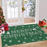 Garvee Weihnachtsteppich Matten Weihnachtsmatte Fußmatte 60 x 100 cm Für Eingangsbereich Schlafzimmer Arbeitszimmer - Grün