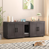 Garvee Katzenstreu-Box Gehäuse Mit Doppelraum, Holz, Walnuss, Für 2 Katzen, Wohnzimmer, Geräumig & Geruchsarm - Nussbaum