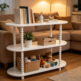 Garvee Beistelltisch 100×36×73 cm, Kippschutz, Geordneter Stauraum, Weiß - Weiß