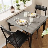 Garvee Esstisch-Set Für 2 Personen Mit Gepolsterten Stühlen, Rustikaler Grauer Küchentisch, MDF & Stahl, Platzsparend, Für Kleine Räume & Apartments - Grau