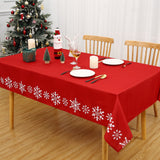 Garvee Zmywalny Tischdecke Weihnachten 137x250 cm Rot Knitterfrei Strapazierfähig Für Esszimmer Festlich - Rot