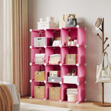 Garvee Aufbewahrungsregal mit 12 Würfelfächern, Kippschutz, 32 cm, für Wohnzimmer und Schlafzimmer, Rosa - Rosa