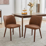Garvee Esszimmerstühle 2er-Set, gepolsterte Küchenstühle mit PU-Leder, ergonomischer Rückenlehne und Gummibaumholzbeinen, moderne Polsterstühle für Esszimmer & Wohnzimmer, Braun - Braun