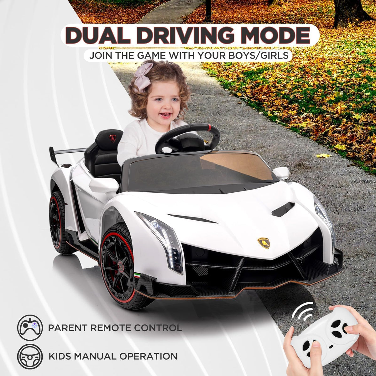Kinder Elektroauto mit Lenkrad und Fernbedienung
