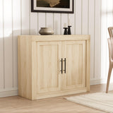 Garvee Sideboard 90 cm, mit 2 Türen, Holzwerkstoff, Mid-Century, Natur, mit Stauraum, mit Kippschutz - Natur+ mit 2 Holztüren