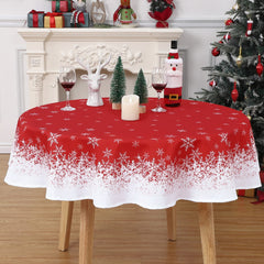 GARVEE Runder Tischdecke Weihnachtsdeko Schneeflocke Wasserdicht Fleckenfest Rot 152 cm Esszimmer