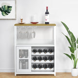 Garvee Weinbar Schrank Mit LED Licht, Verstellbare Regale, Mesh Tür, 92 cm, MDF & Metall - Weiß