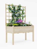 Garvee Erhöhtes Gartenbeet Mit Rankgitter Holz Wetterfest Groß Für Balkon & Garten Ergonomisch