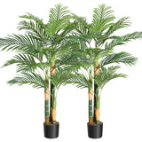 Garvee Künstliche Goldene Rohrpalme 5ft, UV-Beständig, PE-Material, Verstellbare Blätter, Stabile Basis, Für Innen & Außen, Grün & Gold - grün
