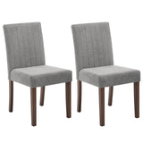 Garvee Parsons Button Tufted Esszimmerstühle Mit Gepolsterten Leinenbezügen & Holzbeinen Für Küche Und Wohnzimmer Grau Vertikale Streifen