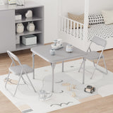 Garvee Klappbarer Tisch- Und Stuhlset Für Kinder Mit PU-Sitzkissen, Stabile Stahlkonstruktion, Faltbar, Ideal Zum Essen, Lesen, Spielen, Kompakt, Mehrfarbig - Grau