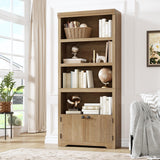 GARVEE Bücherregal mit Türen, 5 Ebenen, 80 cm breit, MDF, verstellbare Ablagen, Braun – für Wohnzimmer & Büro - Braun